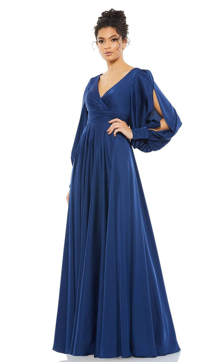 Ieena Duggal - 67847 Bishop Sleeve Wrap Gown Special Occasion Dress 2 / Midnight