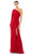 Ieena Duggal - 67879I One Shoulder Draped High Slit Gown Special Occasion Dress 0 / Red