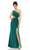 Ieena Duggal - 67937I One Shoulder Cutout High Slit Dress Evening Dresses 0 / Emerald
