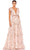 Ieena Duggal 68090 - Plunging V-Neck Floral Evening Gown Prom Dresses 0 / Pink Multi