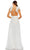 Ieena Duggal 68113 - Ostrich Detail Plunging V-Neck Evening Dress Prom Dresses