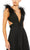 Ieena Duggal 68113 - Ostrich Detail Plunging V-Neck Evening Dress Prom Dresses