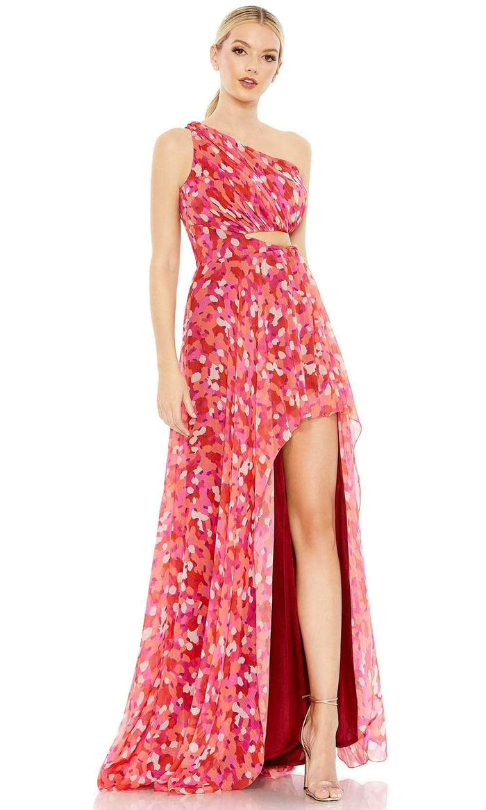 Ieena Duggal 9160 - Asymmetrical One Shoulder High - Low Dress Special Occasion Dress 0 / Pink/Multi