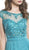 Illusion Embroidered Long Formal Teal Dress Dress