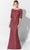 Ivonne D 118D06W - Quarter Sleeve Lace Applique Long Dress Evening Dresses 16W / Rosewood