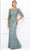 Ivonne D 118D06W - Quarter Sleeve Lace Applique Long Dress Evening Dresses 16W / Seafoam