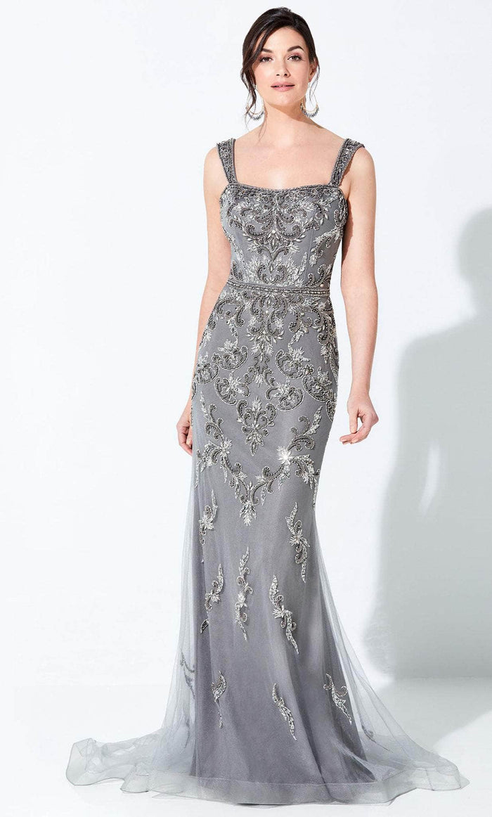 Ivonne D 120D06W - Beaded Strapless Evening Gown Evening Dresses 16W / Gray
