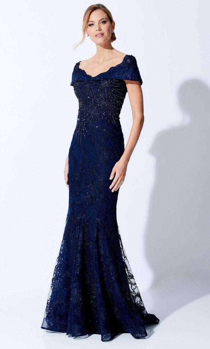 Ivonne D 221D42W - Laced Off-Shoulder Formal Gown Evening Dresses
