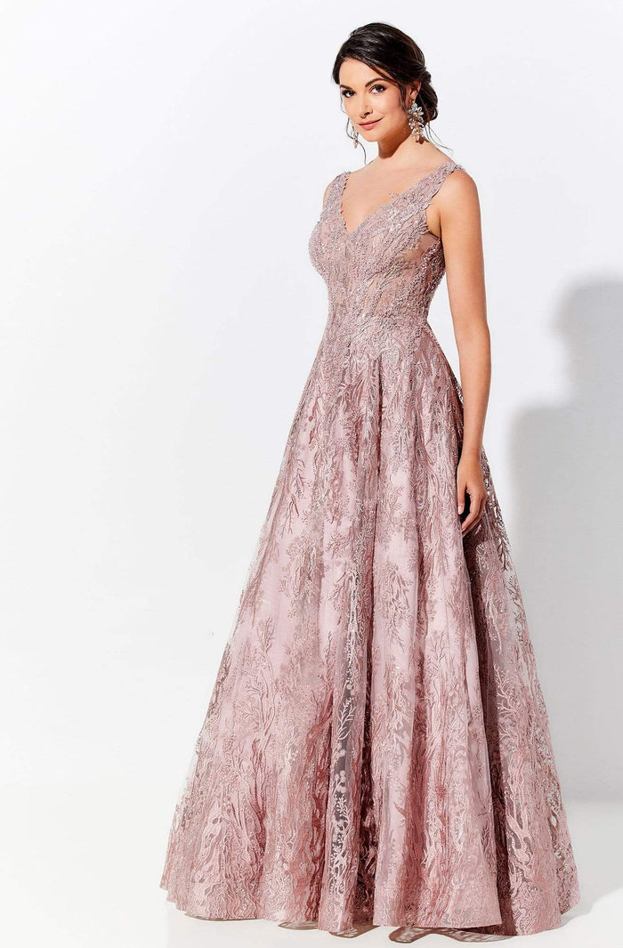 Ivonne D by Mon Cheri - 120D10 Embroidered Lace Pleated A-Line Gown Mother of the Bride Dresses 4 / Dusty Rose