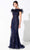 Ivonne D by Mon Cheri - 220D22 Embroidered Off-Shoulder Gown Evening Dresses 4 / Navy Blue