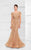 Ivonne D by Mon Cheri - Embellished Cap Sleeved Mermaid Gown 117D66 - 1 pc Charcoal/Nude in Size 4 Available CCSALE 8 / Apricot