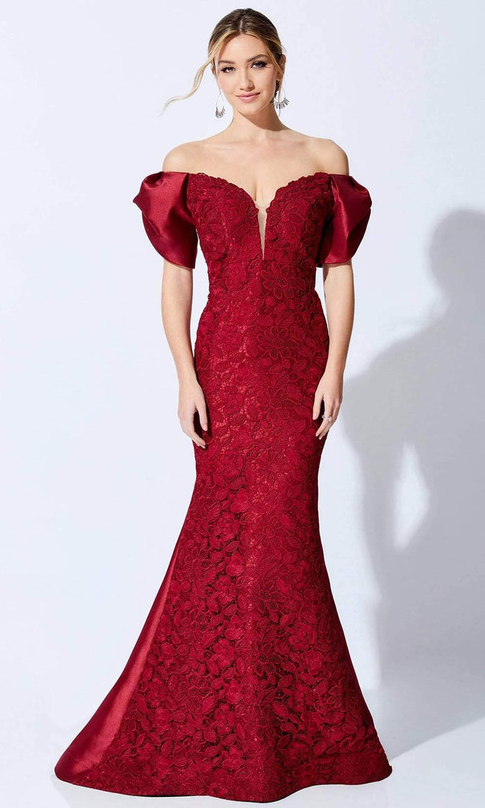 Ivonne D by Mon Cheri - Plunging Sweetheart Lace Evening Dress Mother of the Bride Dresses 4 / Wine