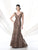 Ivonne D by Mon Cheri - Scalloped Fitted V Neck Gown 214D56 CCSALE 16 / Bronze