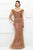 Ivonne D for Mon Cheri - 118D08 Beaded Lace Dress With Tulle Overlay Evening Dresses 4 / Taupe