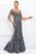 Ivonne D for Mon Cheri - 118D12 Lace Applique Plunging Trumpet Dress Mother of the Bride Dresses 4 / Pewter