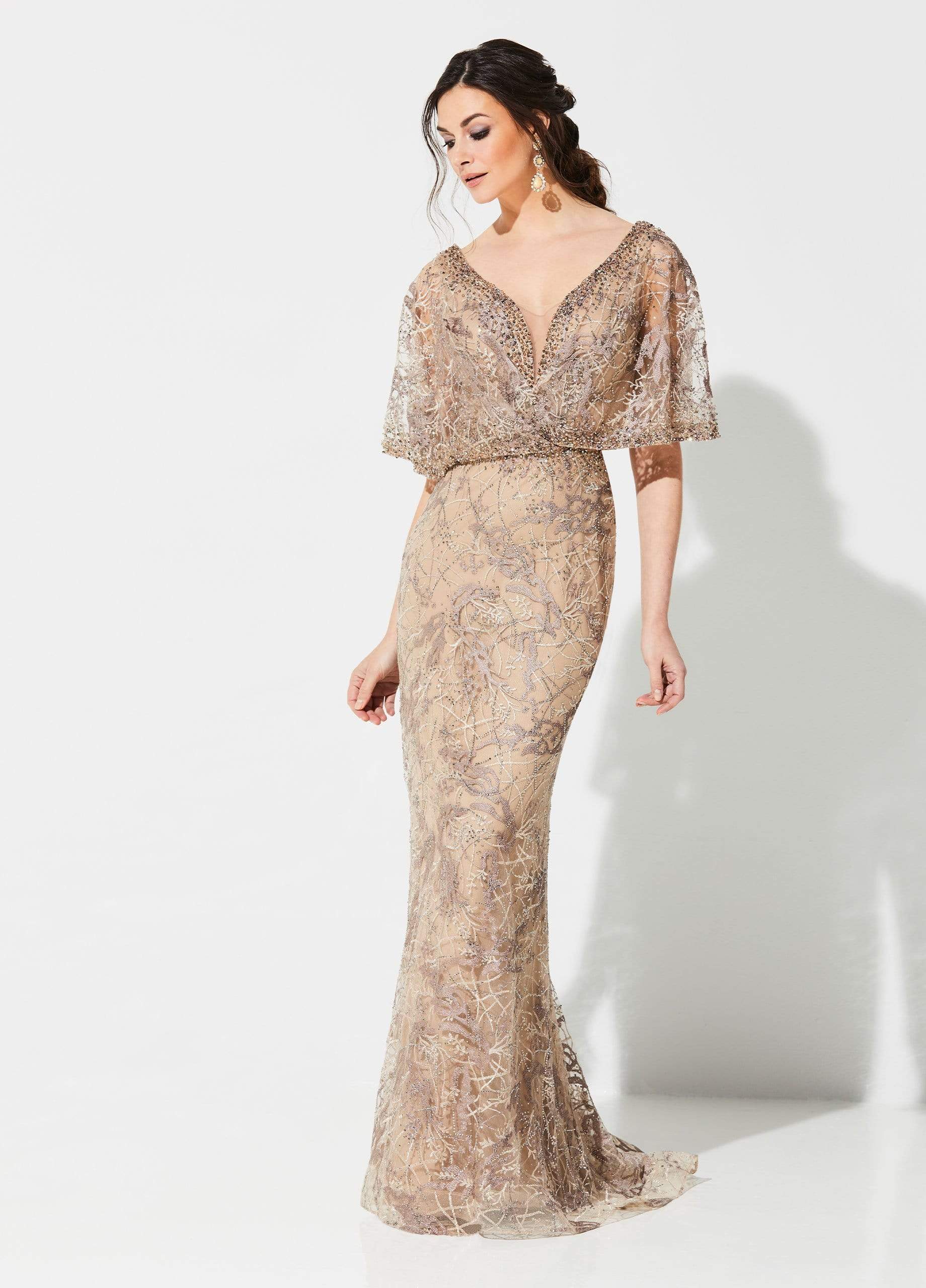 Ivonne D for Mon Cheri - 219D72 Embroidered Kimono Sleeve Lace Gown 14 / Antique Gold - Shop Ivonne D dresses on Couture Candy at CoutureCandy.com Ivonne D for Mon Cheri - 219D72 Embroidered Kimono Sleeve Lace Gown 14 / Antique Gold - Shop Ivonne D dresses on Couture Candy at CoutureCandy.com