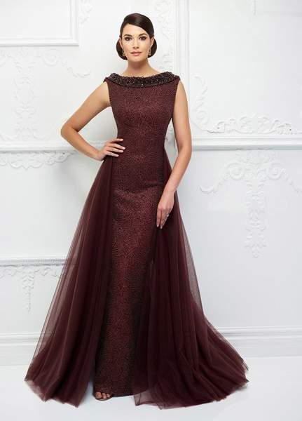 Ivonne D for Mon Cheri - Fitted Beaded Gown With Ballgown Overskirt 118D10 - 1 pc Jasper Red in Size 6 Available CCSALE 16 / Jasper Red