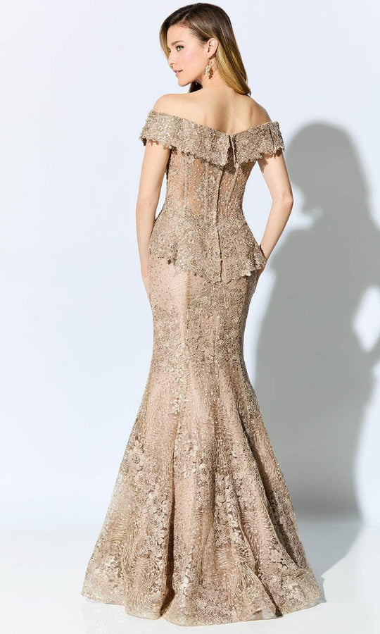 Ivonne D ID900 - Off-Shoulder Peplum Formal Gown