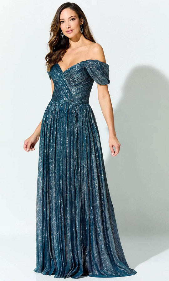 Ivonne D ID918 - Glitter Pleated Formal Gown