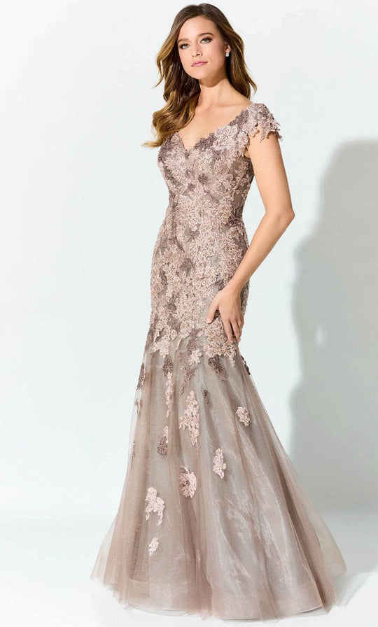 Ivonne D ID919 - Cap Sleeve Lace Mother of the Bride Dress