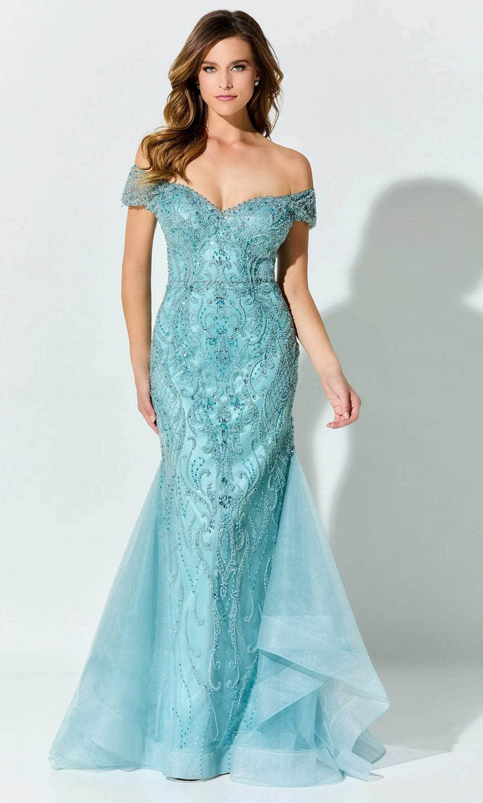 Ivonne D ID926 - Off-Shoulder Embellished Prom Gown Prom Dresses 4 / Aqua