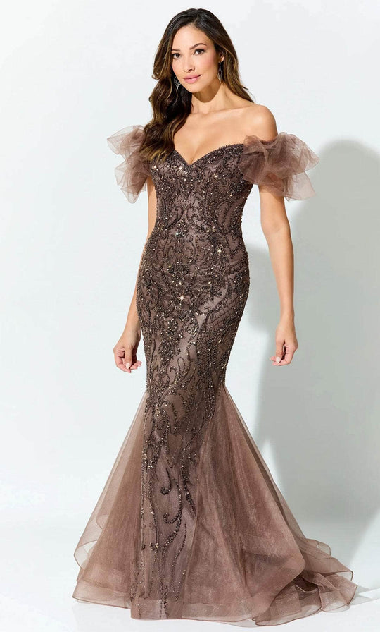 Ivonne D ID926 - Off-Shoulder Embellished Mother of the Bride Dress