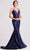 J'Adore Dresses J15032 - V-Neck Satin Mermaid Evening Gown Special Occasion Dress 2 / Navy