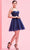 J'Adore Dresses - J16075 Short Weaved Pleat-Bodice A-Line Dress Homecoming Dresses 2 / Navy