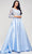 J'Adore Dresses J17012 - Embroidered V-Neck Prom Ballgown Special Occasion Dress 2 / Blue