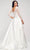 J'Adore Dresses J17012 - Embroidered V-Neck Prom Ballgown In White