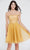 J'Adore Dresses J20086 - Sequined Lace Strapless Cocktail Dress Special Occasion Dress 2 / Gold