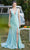 J'Adore Dresses J21001 - V-Neck Glitter Tulle Prom Gown Special Occasion Dress 2 / Mint
