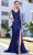 J'Adore Dresses J21010 - Ruched Empire Waist Prom Gown Special Occasion Dress 2 / Navy