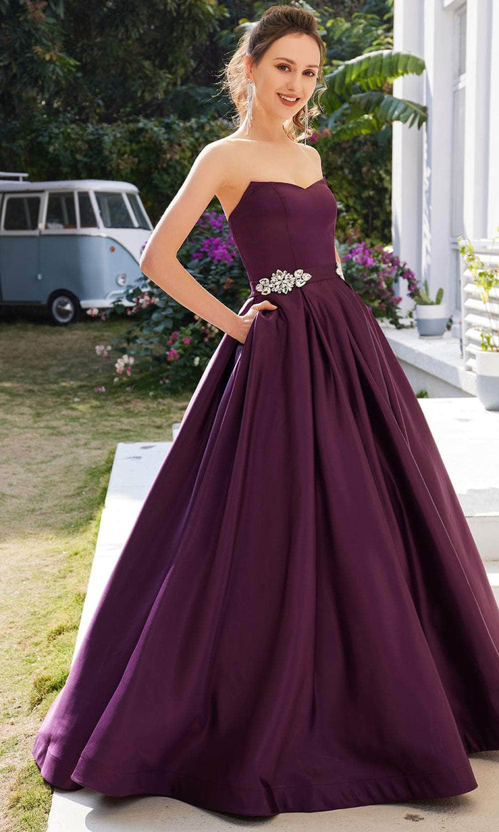 J'Adore Dresses J21018 - Modified Sweetheart Ballgown Special Occasion Dress 2 / Plum
