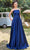J'Adore Dresses J21033 - Straight Across Pleated A-Line Long Dress Special Occasion Dress 2 / Navy