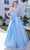 J'Adore Dresses J21035 - Strapless Organza A-Line Long Dress Special Occasion Dress 2 / Blue