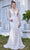 J'Adore Dresses J21037 - V-neck Leaf Applique Long Dress Special Occasion Dress 2 / Ivory
