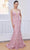 J'Adore Dresses J21037 - V-neck Leaf Applique Long Dress Special Occasion Dress 2 / Tearose