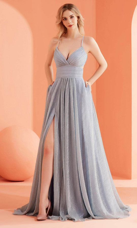 J'Adore Dresses J22004 - Metallic V-Neck Evening Gown