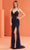 J'Adore Dresses J22023 - Deep V-Neck Embroidered Prom Gown Special Occasion Dress 2 / Navy