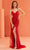 J'Adore Dresses J22023 - Deep V-Neck Embroidered Prom Gown Special Occasion Dress 2 / Red