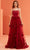 J'Adore Dresses J22039 - Floral Embellished Skirt A-line Dress Special Occasion Dress 2 / Wine