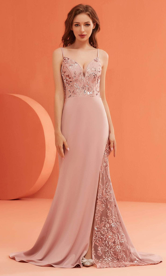 J'Adore Dresses J22046 - Sleeveless Embroidered Prom Dress Special Occasion Dress 2 / Dusty Pink