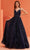 J'Adore Dresses J22047 - V-Neck Lace-Up Back Dress Special Occasion Dress 2 / Navy