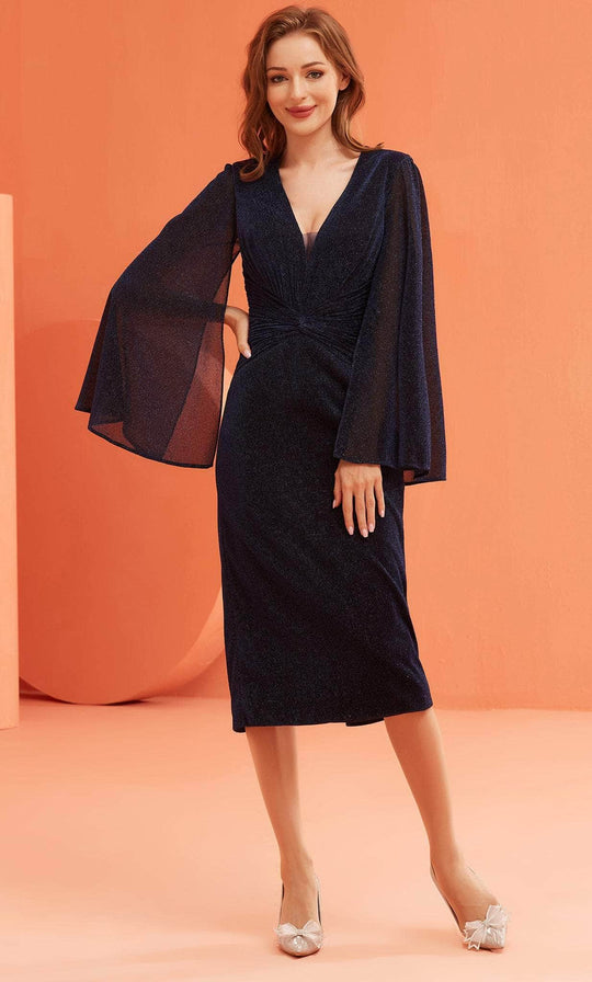 J'Adore Dresses J22066 - Long Sleeve Knee-Length Dress