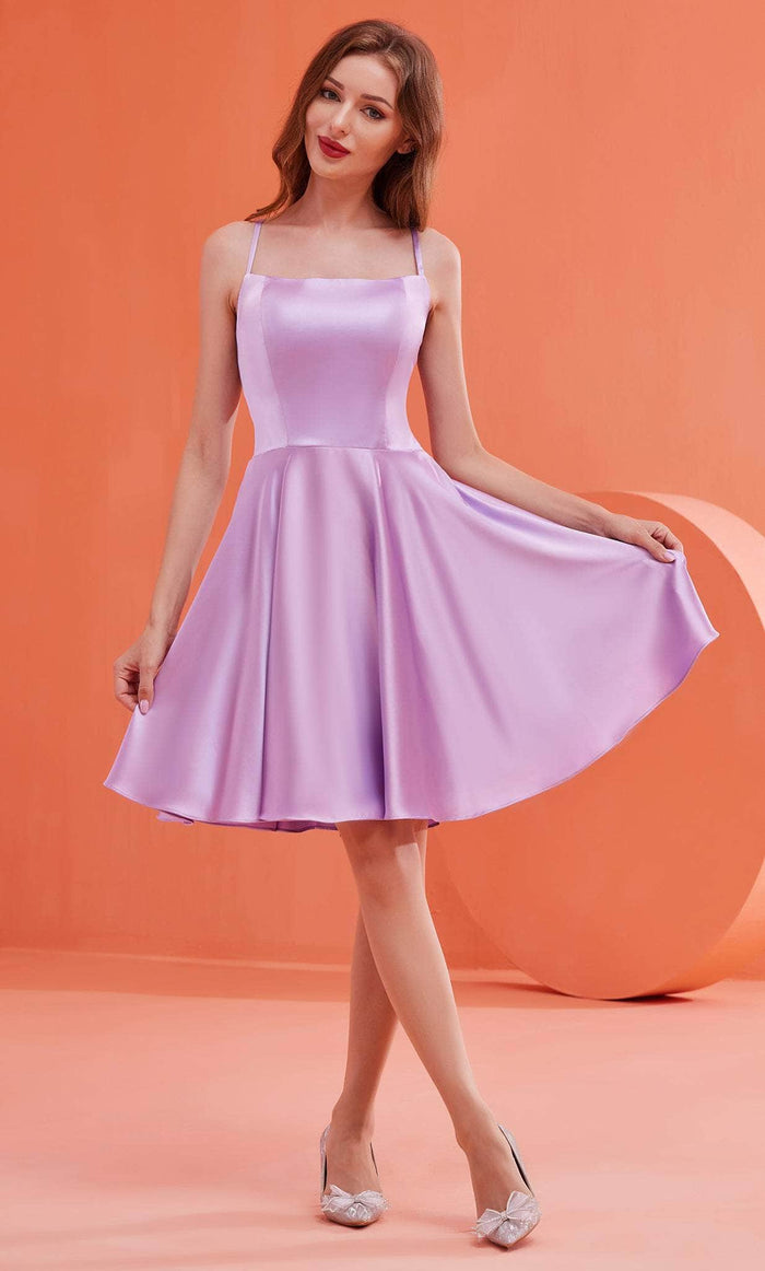 J'Adore Dresses J22078 - Silk Satin A-line Flowy Dress Special Occasion Dress 2 / Lilac