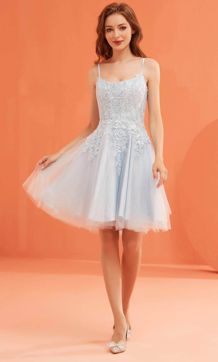 J'Adore Dresses J22086 - Scoop Embroidery-Detailed Dress Prom Dresses 2 / Light Blue