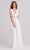 J'Adore - J15002 Pleated V Neck Beaded Chiffon A-line Gown Evening Dresses 2 / Ivory