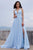 J'Adore - J16024 Sexy V-Neck Stone Accent A-Line Dress Prom Dresses 2 / Sky