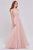 J'Adore - J16052 Ruched V-Neck A-Line Gown Prom Dresses 2 / Pink